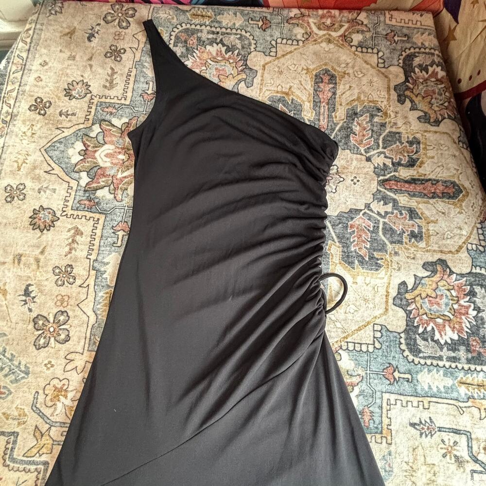 Vintage City Triangles 90s WhimsyGoth Full Length Women's Black Scrunch Dress - Picture 4 of 11